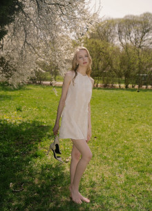 Платье мини из шелка с вертикальными рюшами  фото 1232922