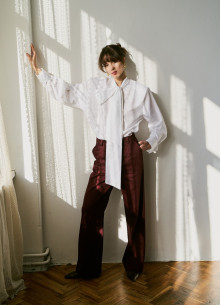 Блуза с бантом из итальянского хлопка фото 1232948