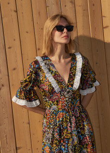 Платье в эксклюзивном цветочном принте с шитьем фото 954