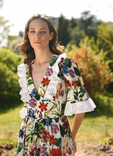 Платье в эксклюзивном цветочном принте с шитьем фото 846766