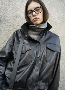 Куртка на пуговицах из натуральной кожи  фото 991