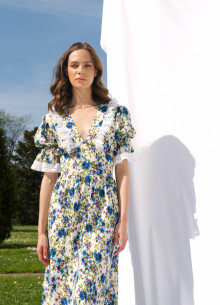 Платье в эксклюзивном цветочном принте с шитьем фото 846774