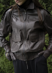 Бомбер на молнии из натуральной кожи  фото 994