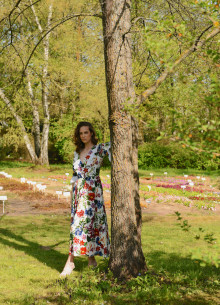 Платье в эксклюзивном цветочном принте с шитьем фото 846770