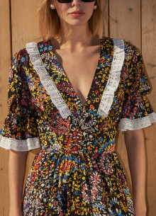 Платье в эксклюзивном цветочном принте с шитьем фото 846764