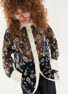 Рубашка свободного силуэта из кружева фото 1232115