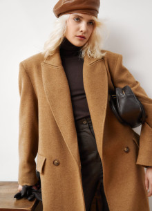 Пальто двубортное в длине макси из итальянской шерсти и кашемира фото 1233096