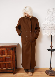 Пальто двубортное из итальянской шерсти в длине макси  фото 1075