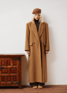 Пальто двубортное в длине макси из итальянской шерсти и кашемира фото 1074