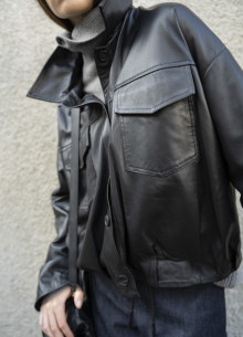 Куртка на пуговицах из натуральной кожи  фото 1233002